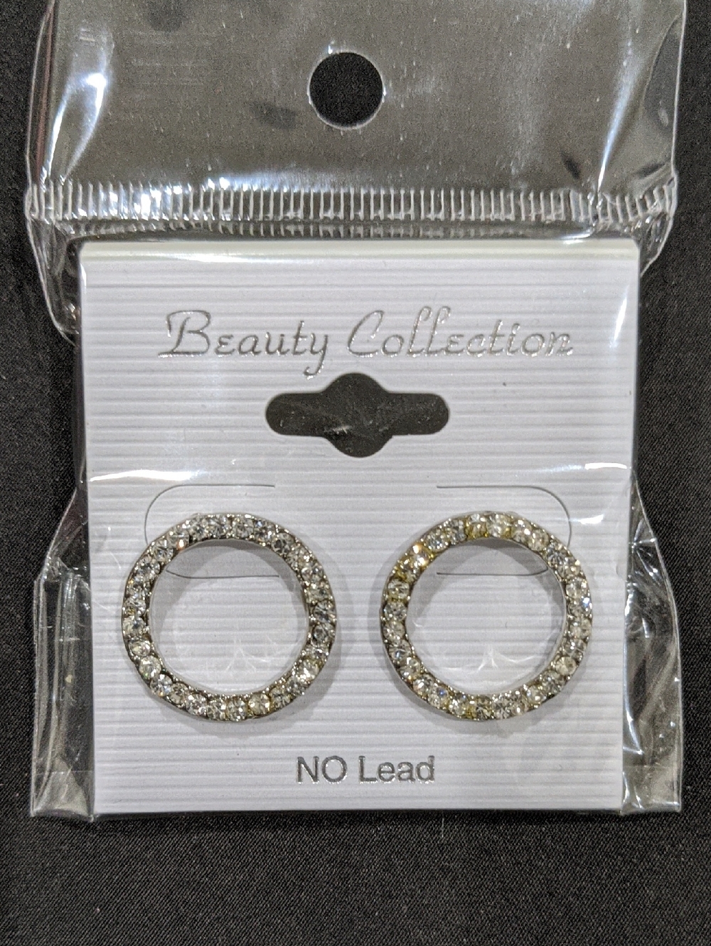 Silver Toned Crystal Circle Stud Earrings